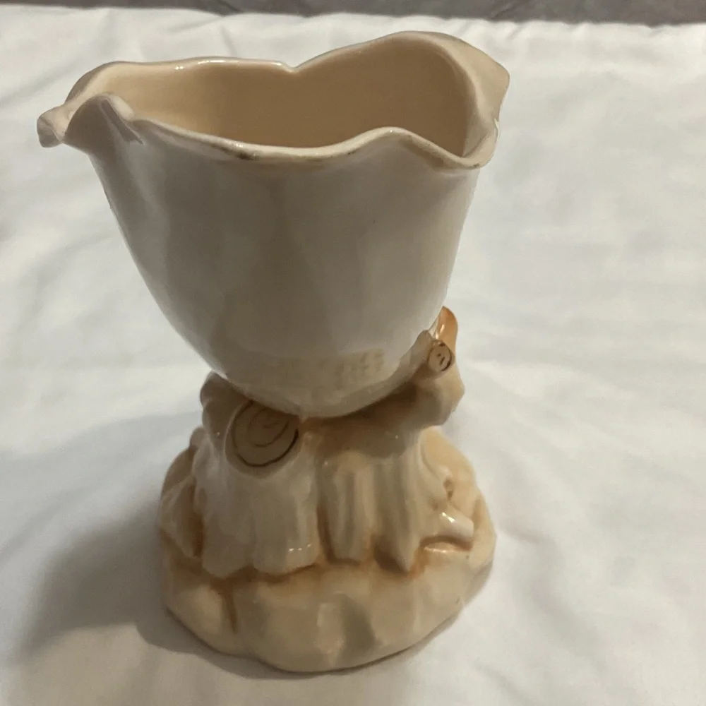 Elegant Cream Ceramic Vase with Floral Design